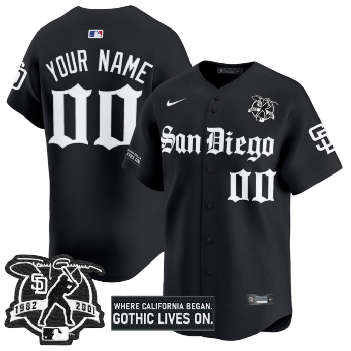 Custom San Diego Padres Jersey Gothic Edition Vapor Premier Limited Stitched