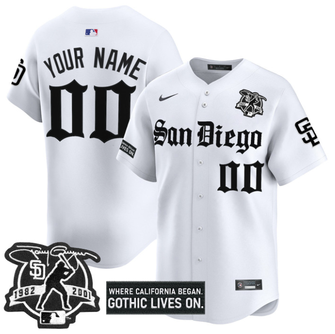Custom San Diego Padres Jersey Gothic Edition Vapor Premier Limited Stitched