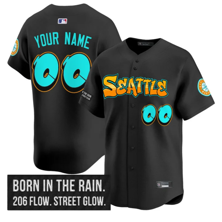 Custom Seattle Mariners Jersey Name, Number Graffiti Emerald Drop Edition