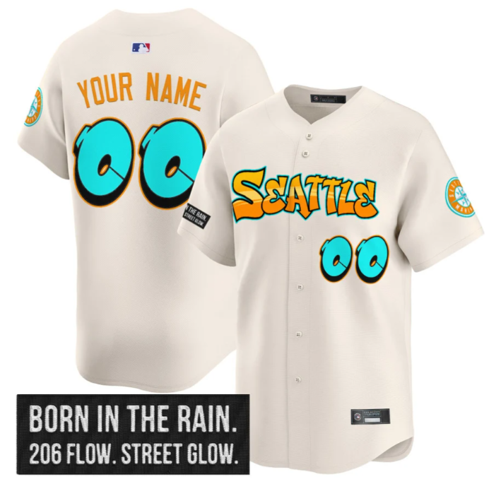 Custom Seattle Mariners Jersey Name, Number Graffiti Emerald Drop Edition