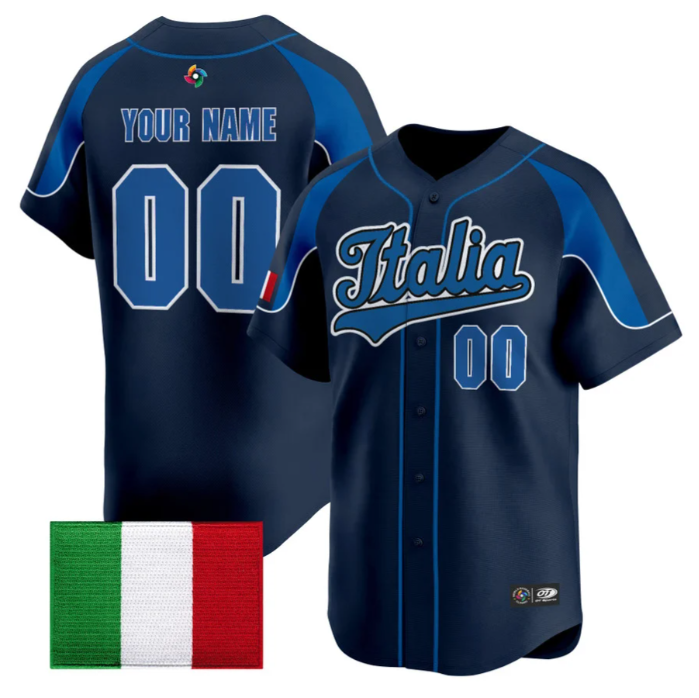 Custom Team Italy Jersey Name, Number 2026 World Baseball Stitched