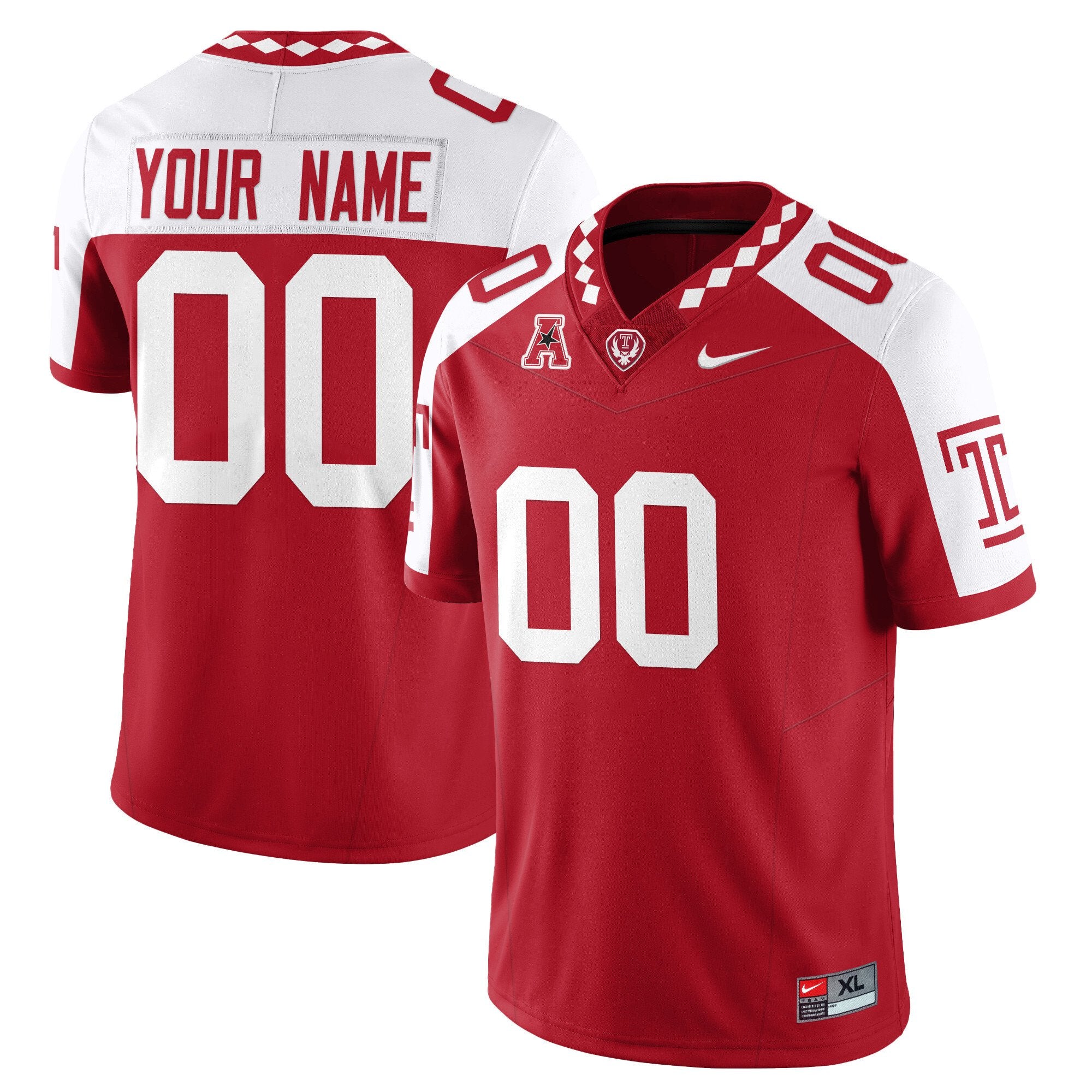 Custom Temple Jersey Name, Number Football 2025 Vapor Limited Stitched