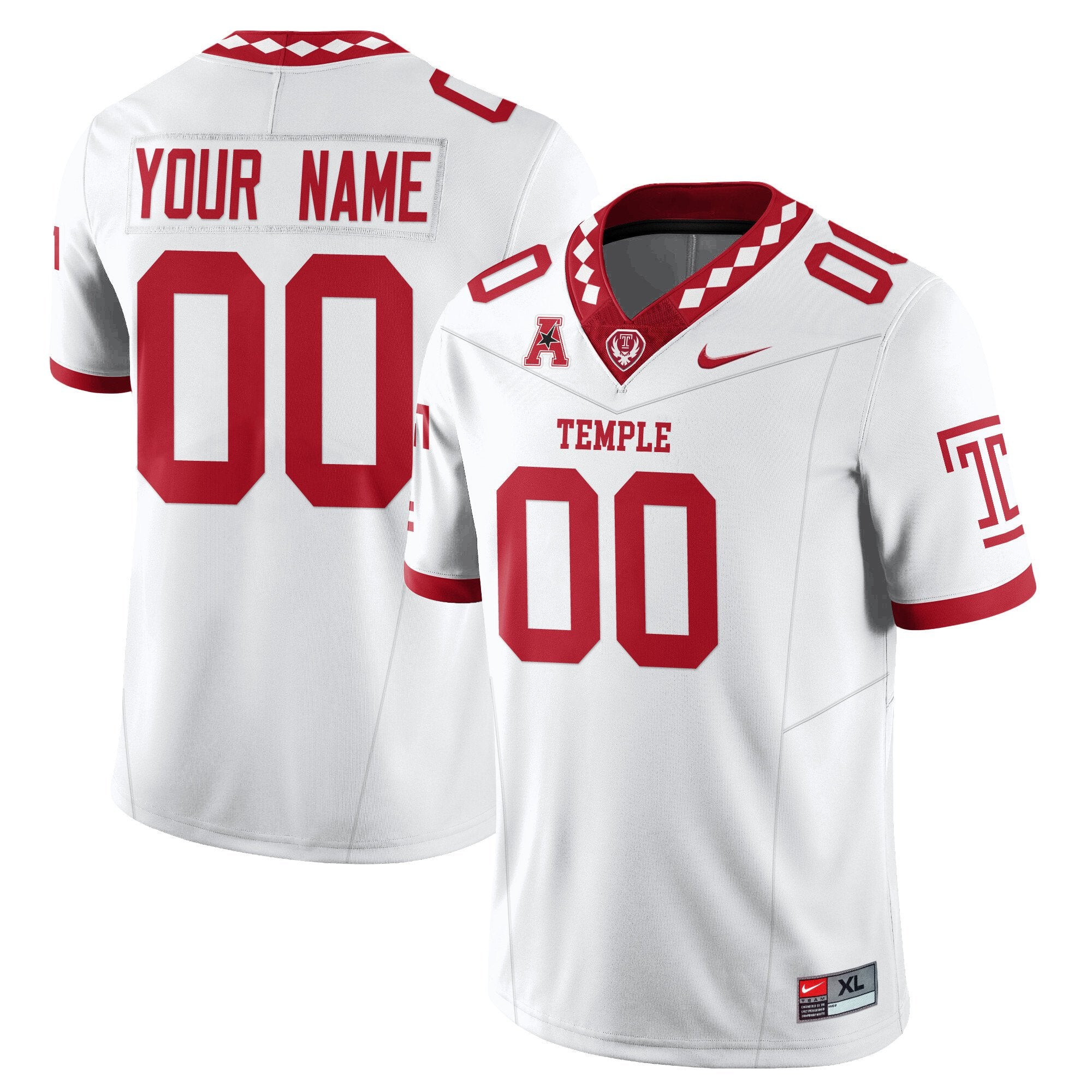 Custom Temple Jersey Name, Number Football 2025 Vapor Limited Stitched