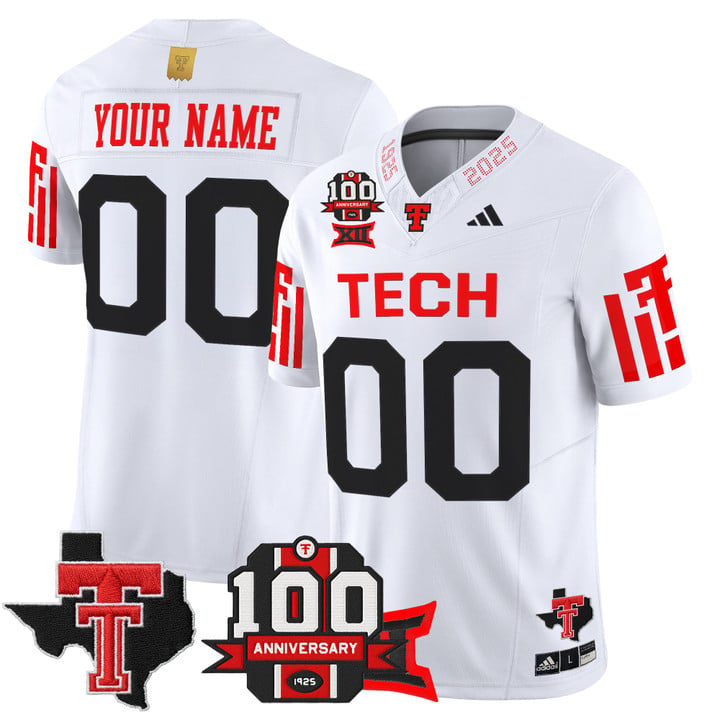 Custom Texas Tech Red Raiders Jersey 100th Anniversary Patch 2025 Stitched