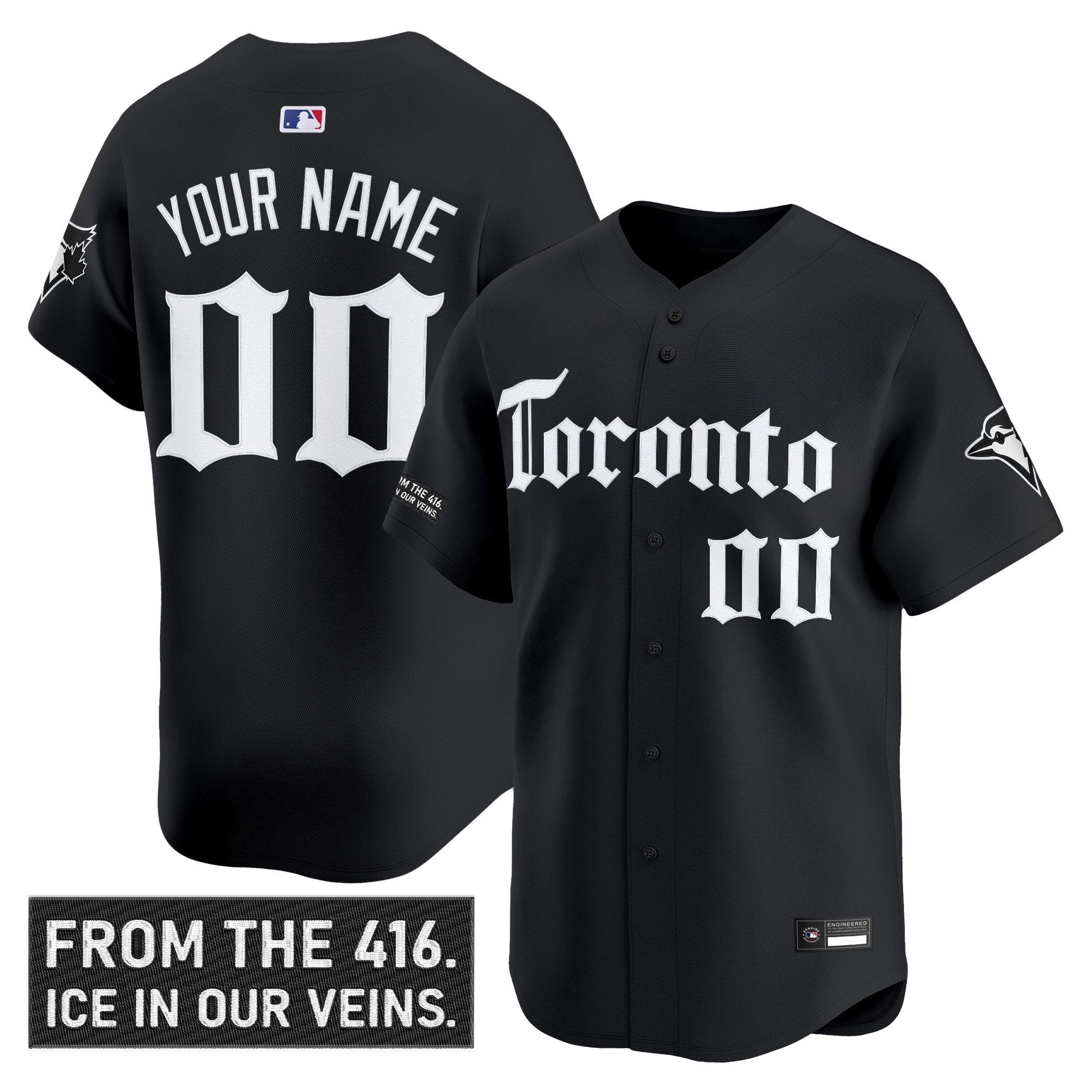 Custom Toronto Blue Jays Jersey Gothic North Edition Stitched