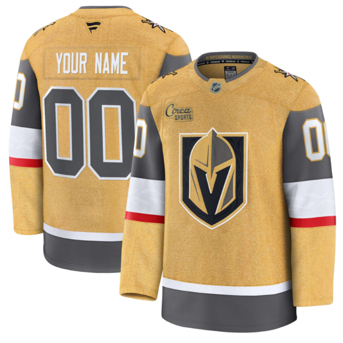 Custom Vegas Golden Knights Jersey Name, Number Premium All Stitched Gold