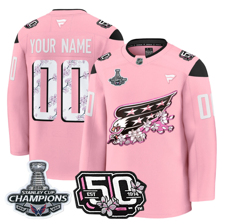 Custom Washington Capitals Jersey 50th Anniversary & 2018 Stanley Cup Champions Patch