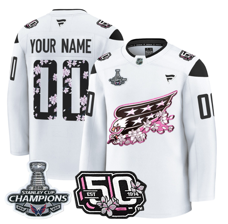 Custom Washington Capitals Jersey 50th Anniversary & 2018 Stanley Cup Champions Patch