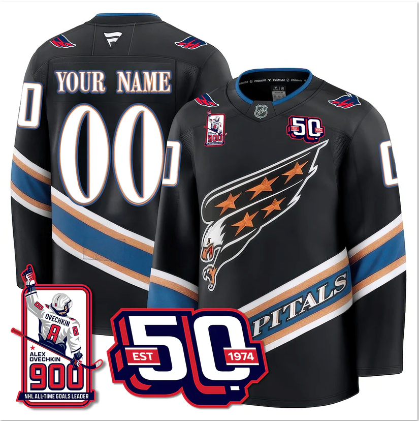 Custom Washington Capitals Jersey Name, Number 2025 Stitched 900 GOALS
