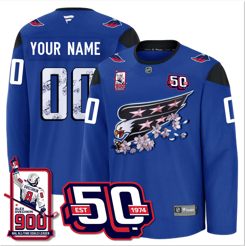 Custom Washington Capitals Jersey Name, Number 2025 Stitched 900 GOALS