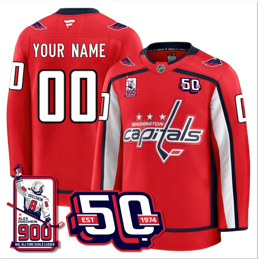 Custom Washington Capitals Jersey Name, Number 2025 Stitched 900 GOALS