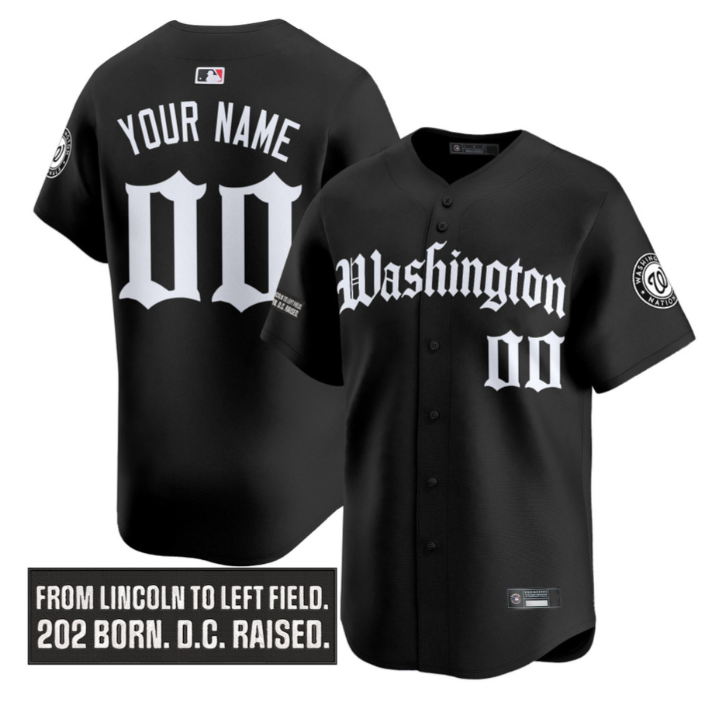 Custom Washington Nationals Jersey Gothic Capitol Edition Stitched