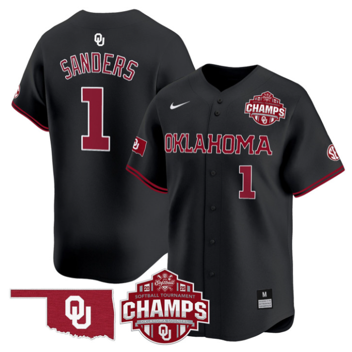 Cydney Sanders Jersey #1 Oklahoma Sooners 2025 SEC Champions Patch Limited Stitched