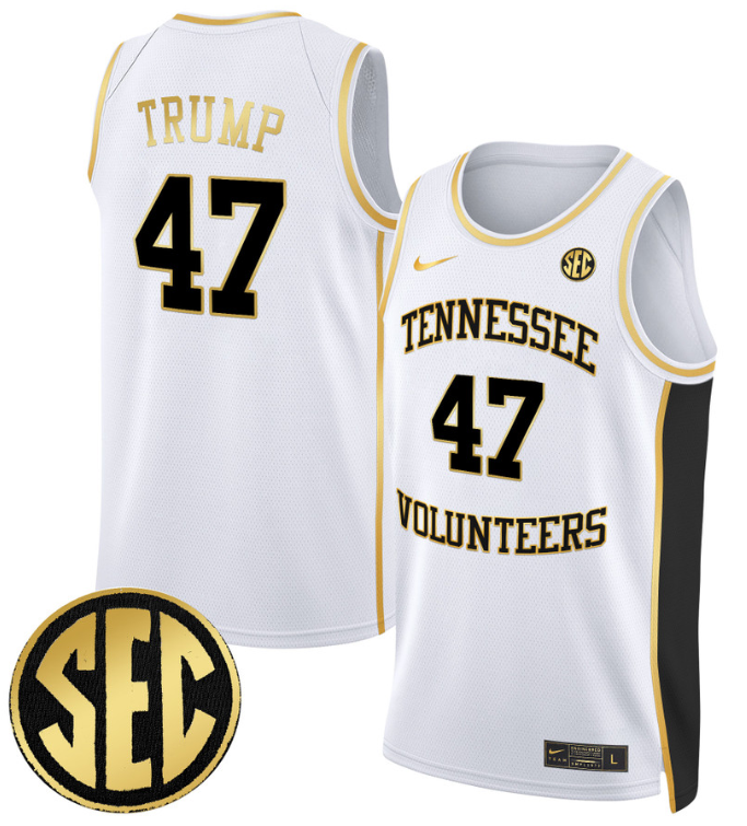 Donald Trump Jersey #47 Tennessee Vols 2024 Swingman Basketball White Gold