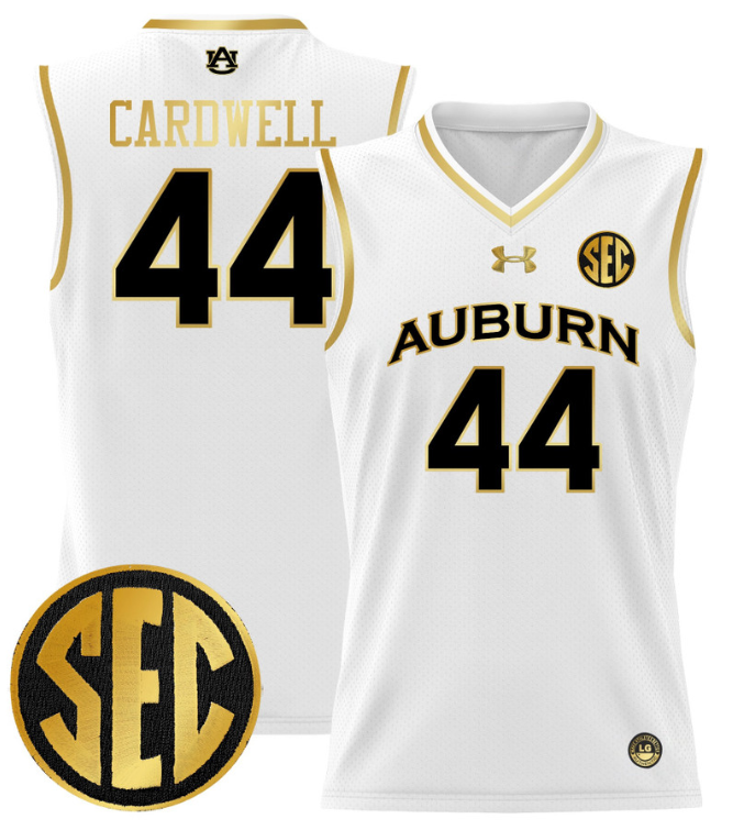 Dylan Cardwell Jersey #44 Auburn Tigers 2024 Lightweight Basketball White