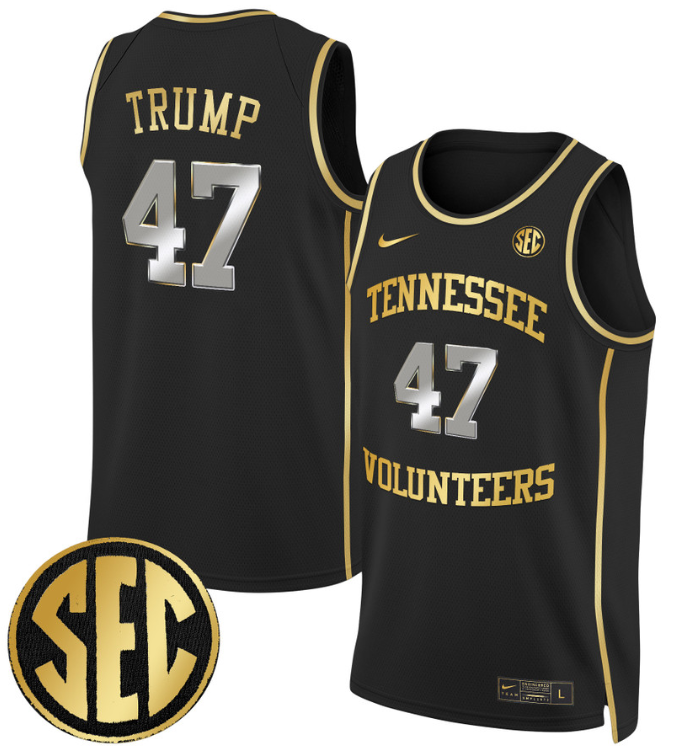 Donald Trump Jersey #47 Tennessee Vols 2024 Swingman Basketball Black Gold