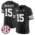 Dak Prescott Jersey #15 Mississippi State Bulldogs Dark Mode Stitched