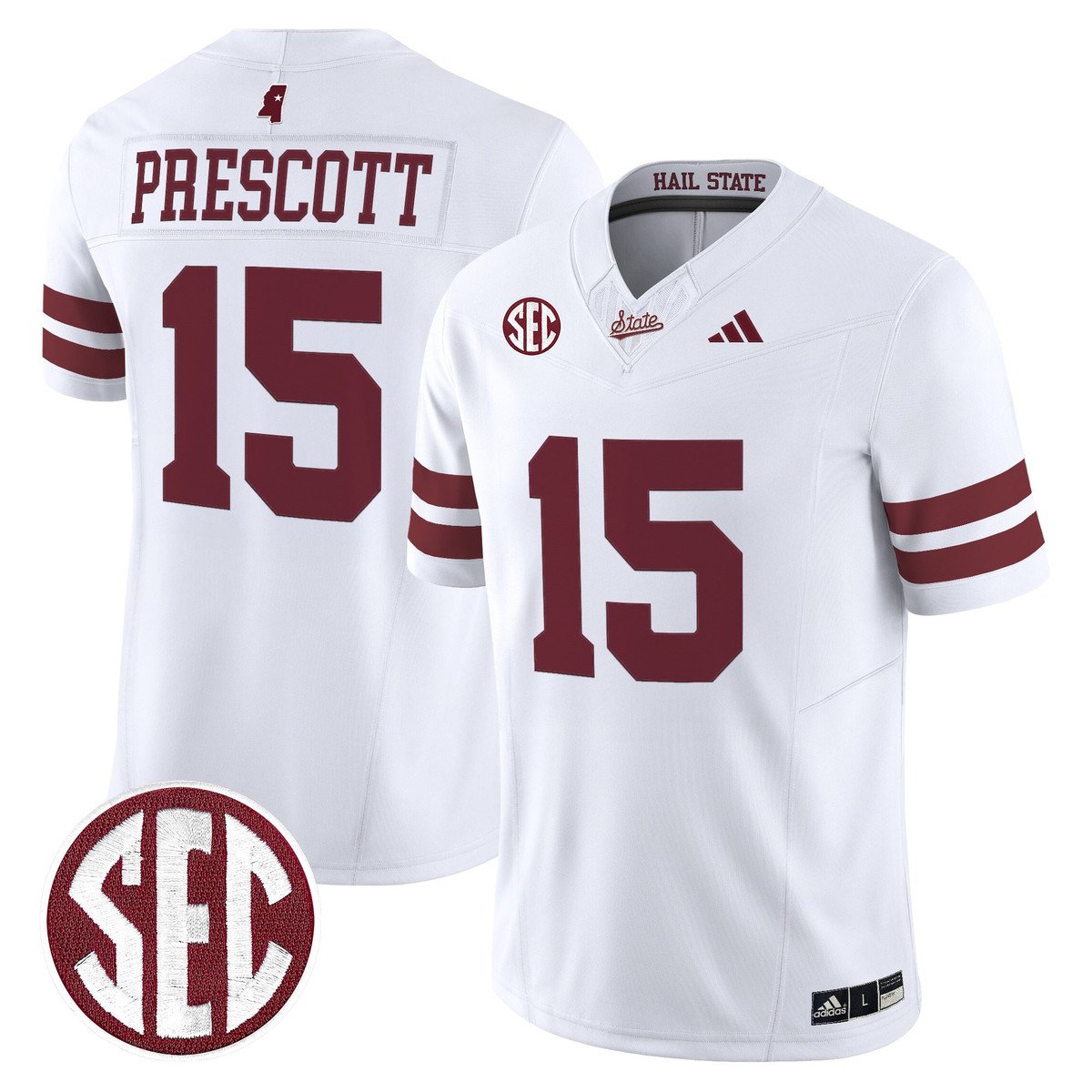 Dak Prescott Jersey #15 Mississippi State Bulldogs Dark Mode Stitched