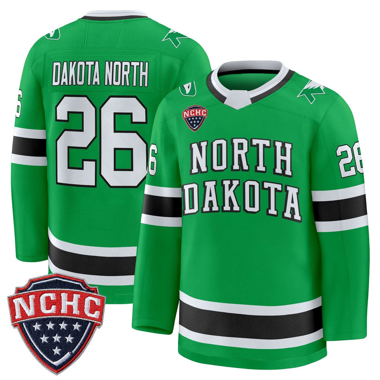 Dakota North Jersey #26 North Dakota Fighting Hawks 2025-26 Stitched Black