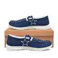 Dallas Cowboys Navy Team Name Logo Canvas Sneaker Shoes For Men Women Fans