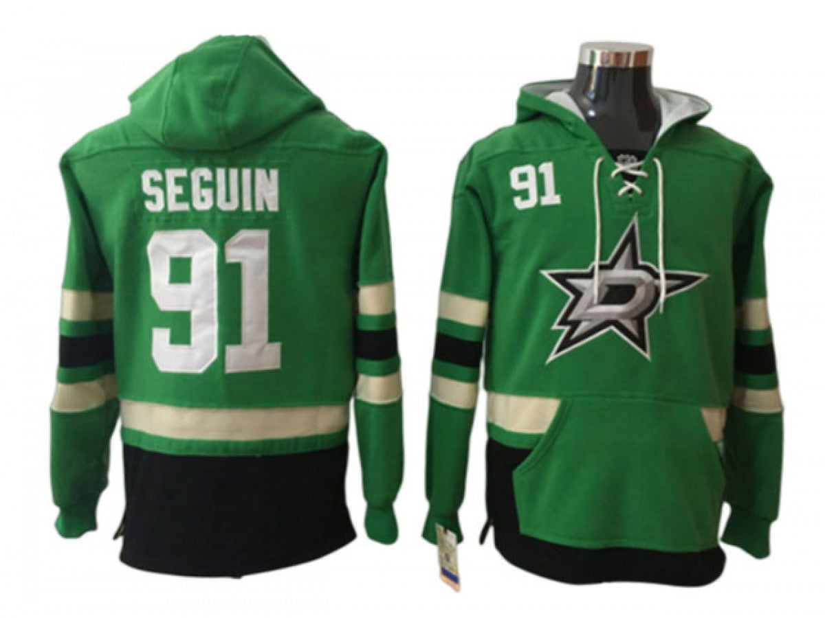Dallas Stars #91 Tyler Seguin Green One Front Pocket Pullover Hoodie