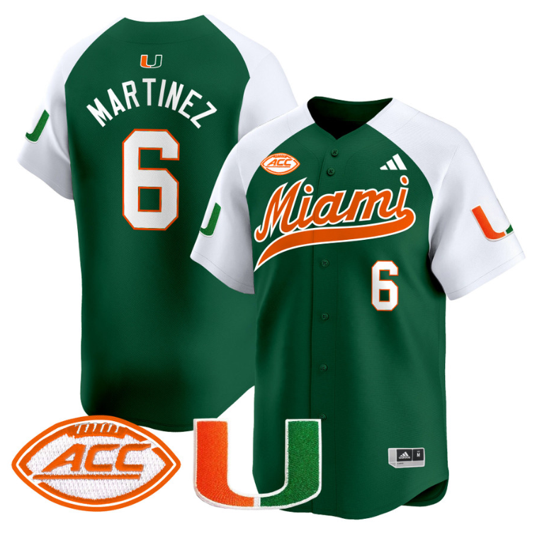 Damien Martinez Jersey #6 Miami Hurricanes 2024 Baseball