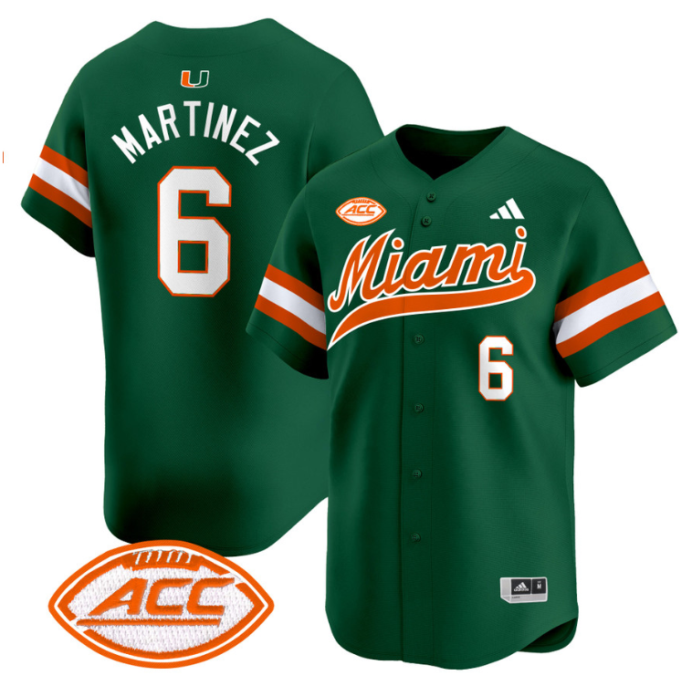 Damien Martinez Jersey #6 Miami Hurricanes 2024 Baseball