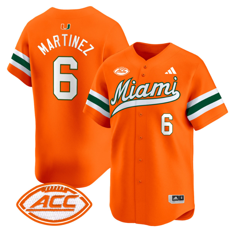 Damien Martinez Jersey #6 Miami Hurricanes 2024 Baseball