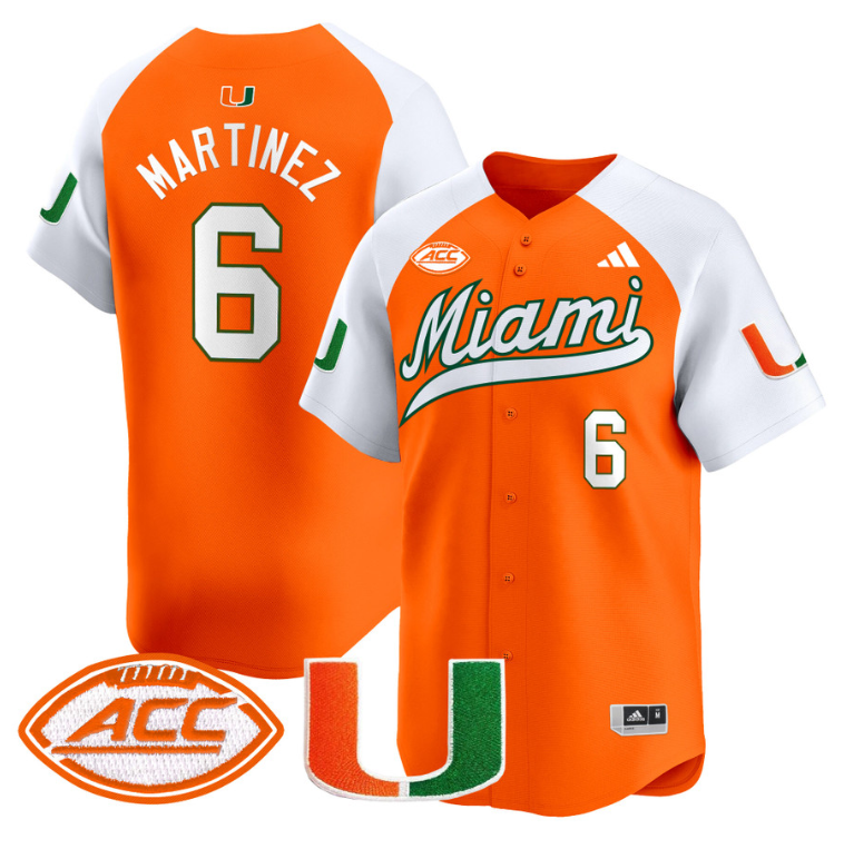 Damien Martinez Jersey #6 Miami Hurricanes 2024 Baseball