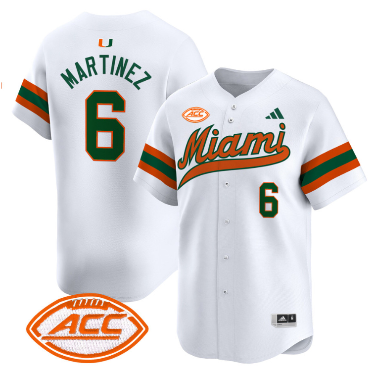 Damien Martinez Jersey #6 Miami Hurricanes 2024 Baseball