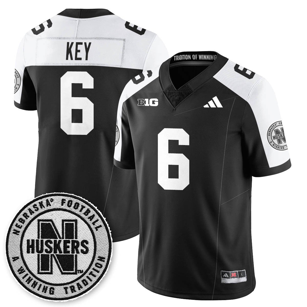 Dane Key Jersey #6 Nebraska Football 2025 Blackout Stitched
