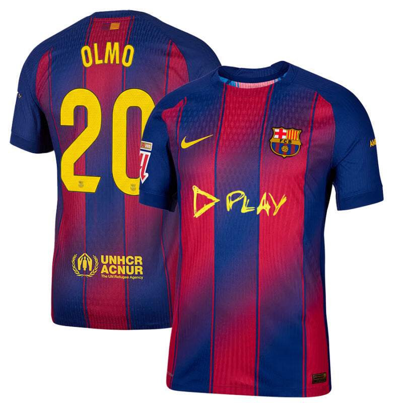 Dani Olmo #20 FC Barcelona x Ed Sheeran 2025-26 Home Match Jersey – Red blue