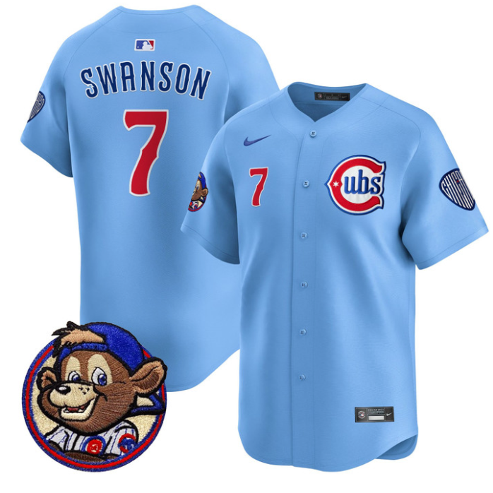 Dansby Swanson Jersey #7 Chicago Cubs Clark Patch Vapor Premier Limited Stitched