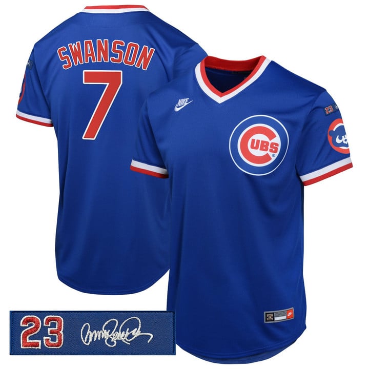 Dansby Swanson Jersey #7 Chicago Cubs Ryne Sandberg Tribute Patch Stitched