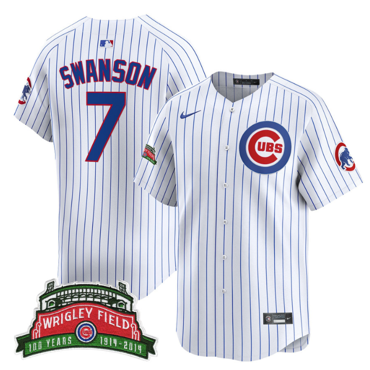 Dansby Swanson Jersey #7 Chicago Cubs Harry Caray Holy Cow Patch Premier Limited Stitched