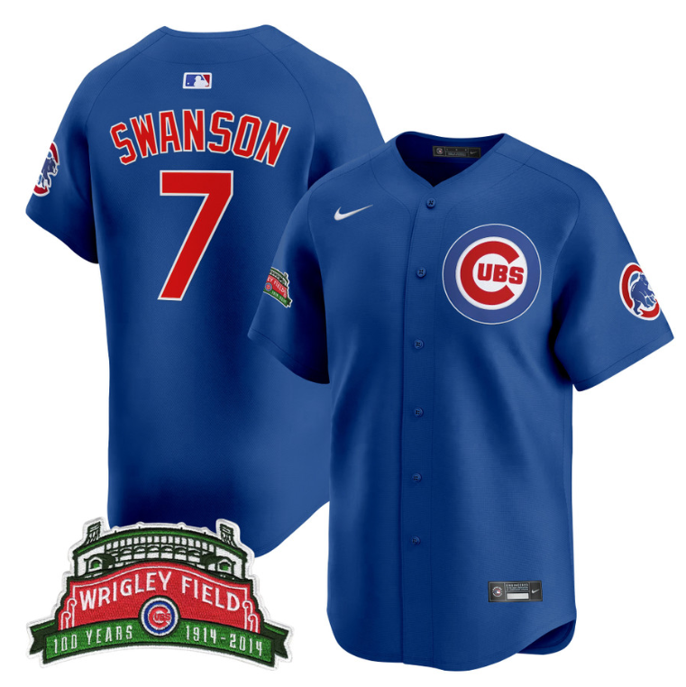 Dansby Swanson Jersey #7 Chicago Cubs Harry Caray Holy Cow Patch Premier Limited Stitched