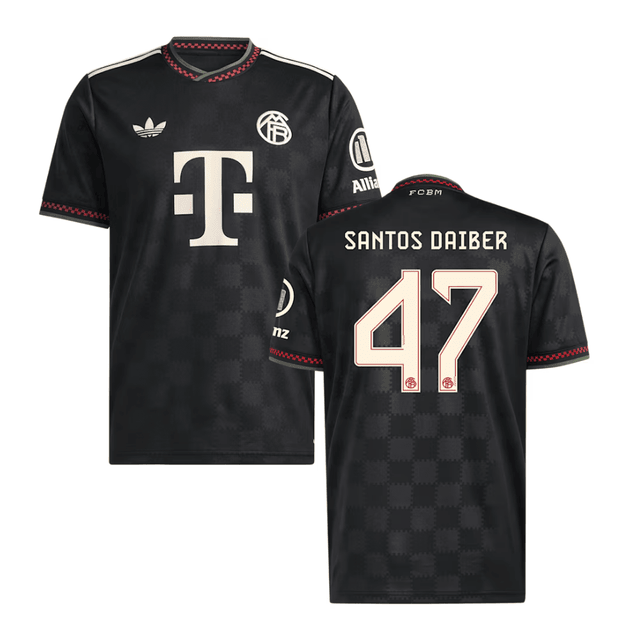 David Santos Daiber #47 Bayern Munich 2025-26 Third Men Jersey – Black