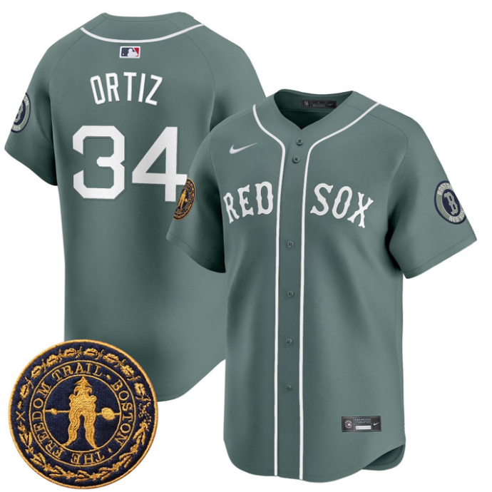 David Ortiz Jersey #34 Boston Red Sox Freedom Trail Patch Vapor Premier Limited Stitched