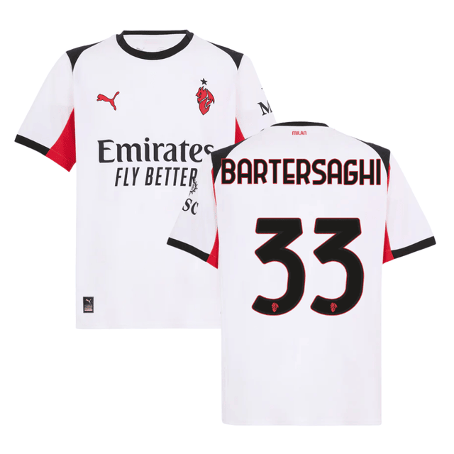 Davide Bartesaghi 33 AC Milan 2025-26 Away Men Jersey – White
