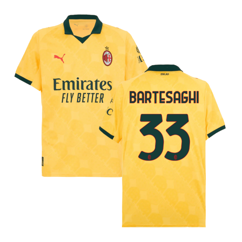 Davide Bartesaghi #33 AC Milan 2025-26 Third Men Jersey – Yellow