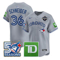 Davis Schneider #36 Toronto Blue Jays Grey Jersey - All Stitched