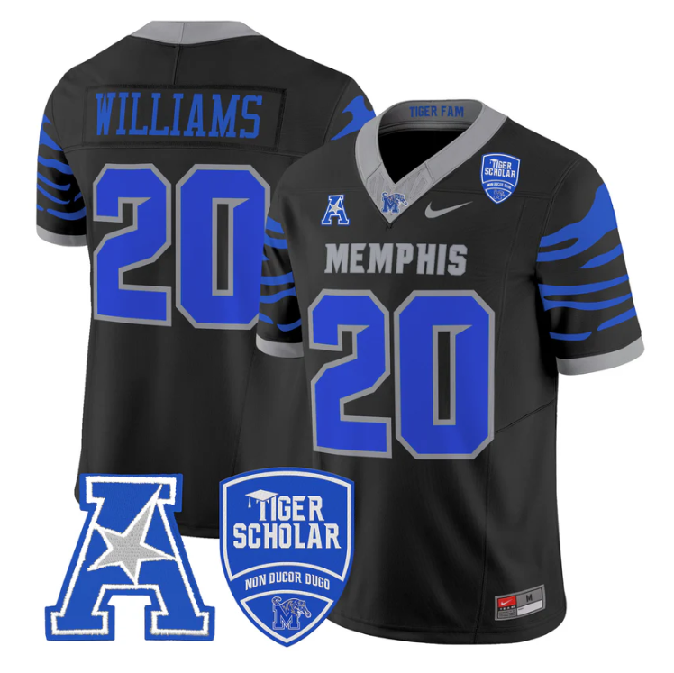 DeAngelo Williams Jersey #20 Memphis Tigers 2025 Vapor Limited Stitched Black