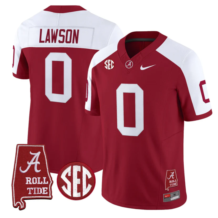 Deontae Lawson Jersey #0 Alabama Crimson Tide Throwback Map Stitched