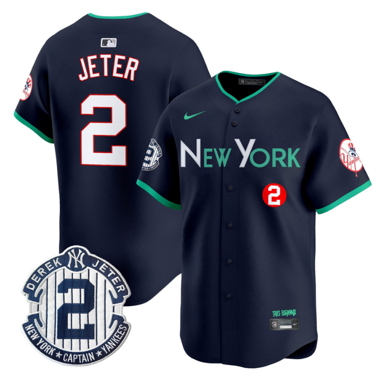 Derek Jeter Jersey #2 New York Yankees Apple Patch Vapor Premier Limited Stitched