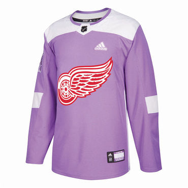 Detroit Red Wings Purple Pink Custom Hockey Fights Cancer Practice Jersey Stitched