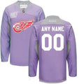 Detroit Red Wings Purple Pink Custom Reebok Hockey Fights Cancer Practice Jersey Stitched