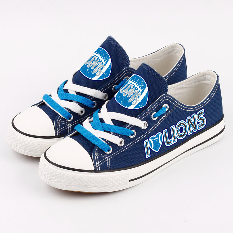 Detroit Lions Low Top Canvas Sport Sneakers Shoes For Men Women Fans