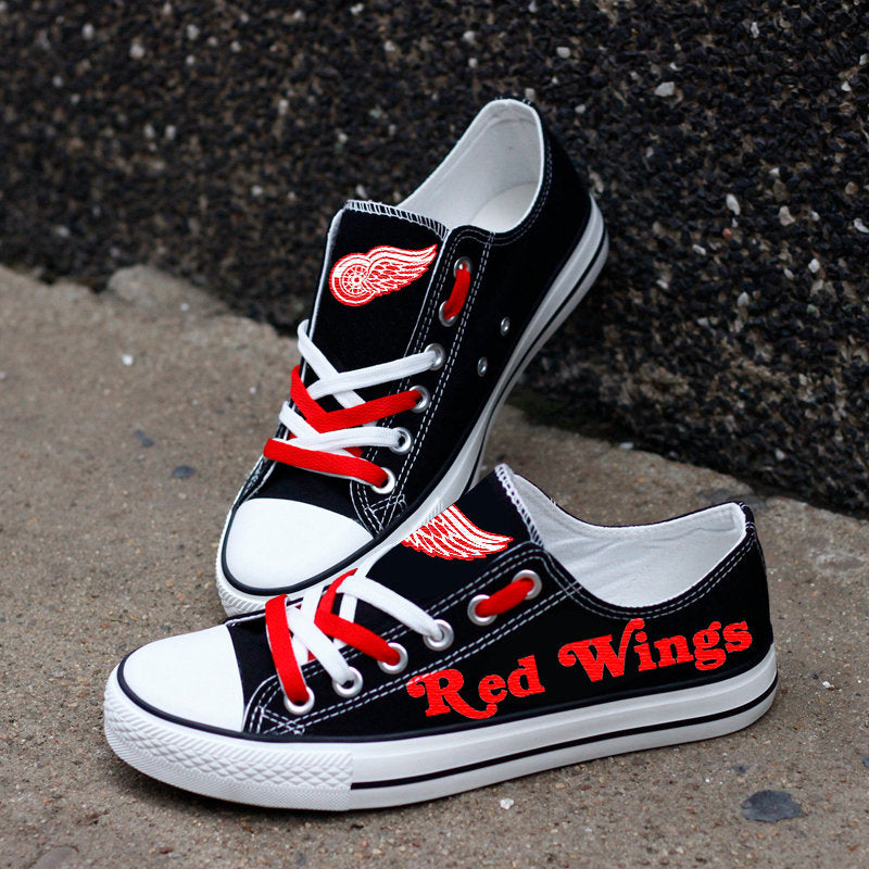 Detroit Red Wings Top Canvas Sport Sneakers Shoes For Men Women Fans
