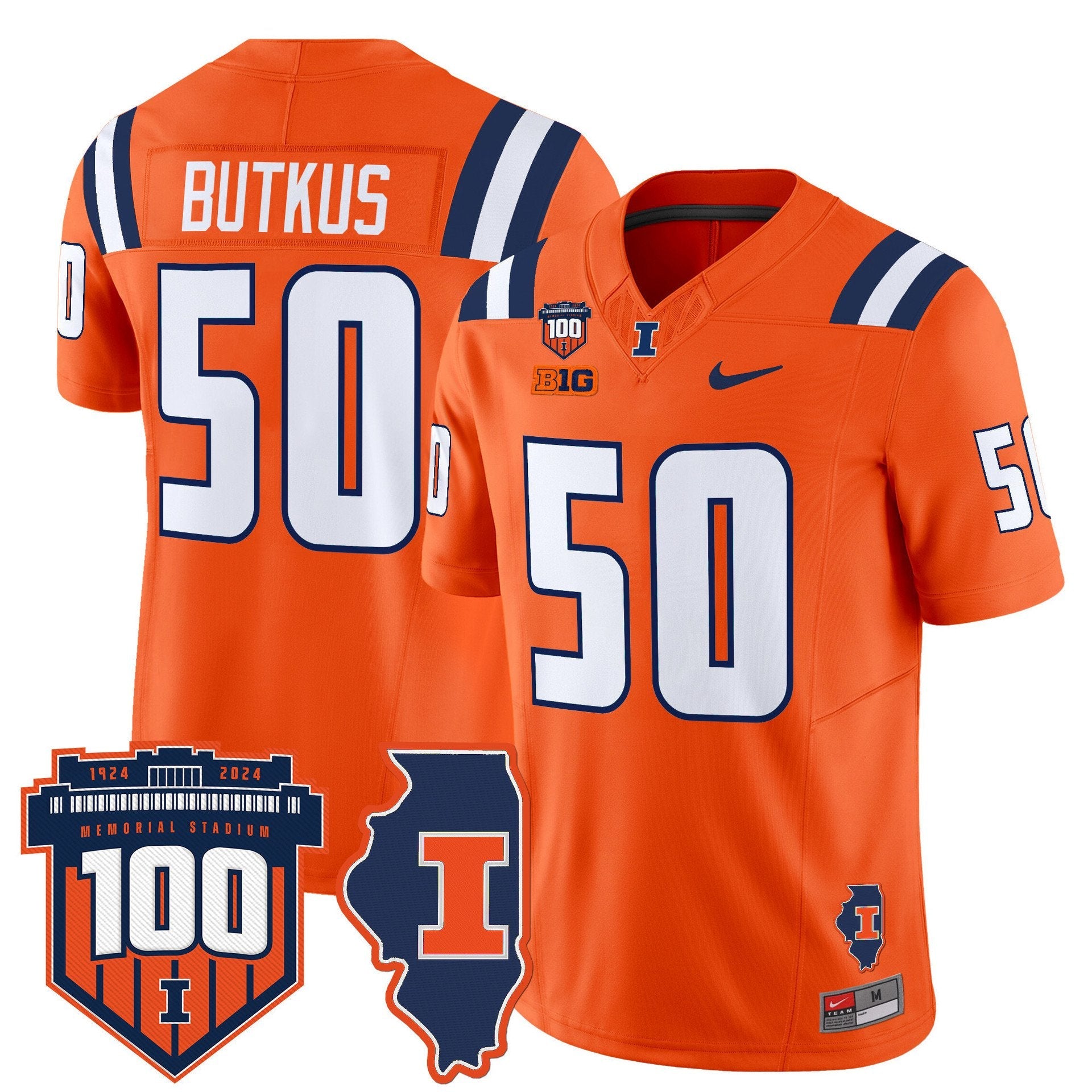 Dick Butkus Jersey #50 Illinois Fighting 100th Memorial Stadium