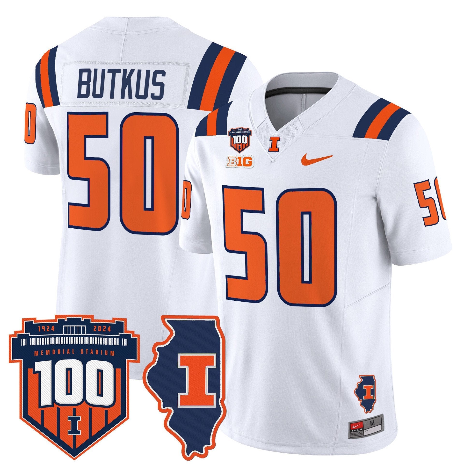 Dick Butkus Jersey #50 Illinois Fighting 100th Memorial Stadium